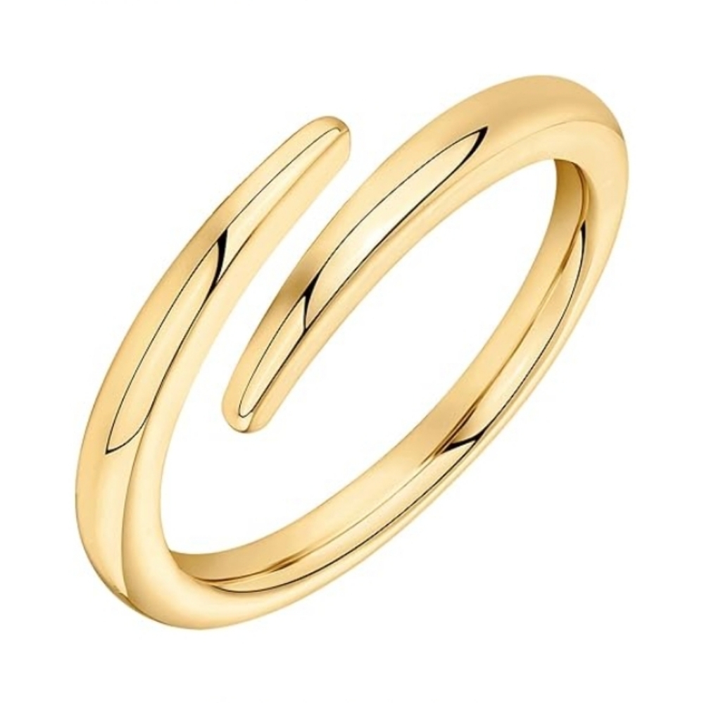 14K Gold Plated Open Twist Eternity Band Ring In Yellow Gold